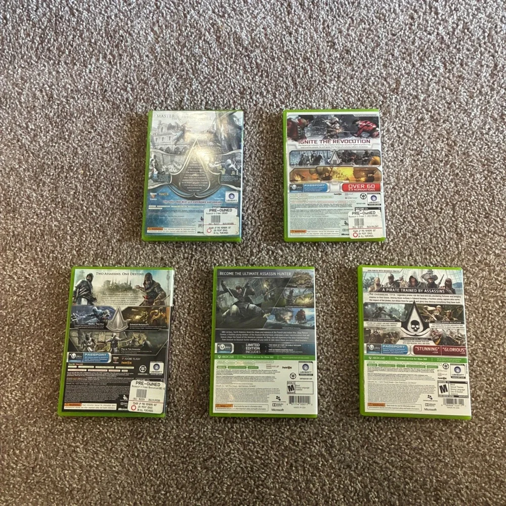 Lot of 5 Assassins Creed Video Games Xbox 360 Bundle Rogue Black Flag Revelation